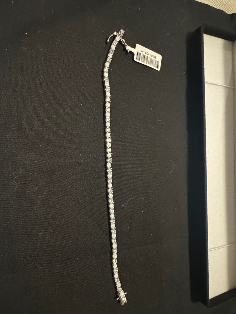 Opal with cz tennis bracelet in sterling silver